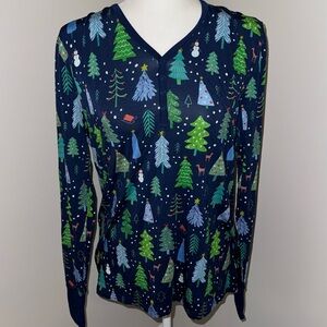 Little Sleepies Women’s V Neck Pajama Top M Christmas